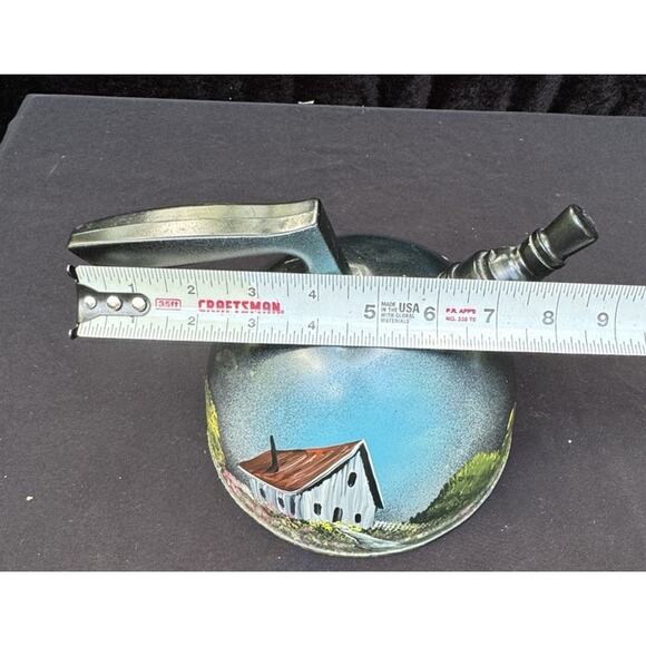 Beautifully Hand Painted Tea Kettle Pot Folk Art Farm Barn Rustic Bar Cave NC - Picture 11 of 12